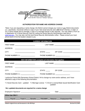 Social security change name form - Name/Address Change Form - Prairie-Hills School District 144