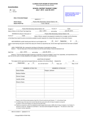 Illinois School District Budget Form