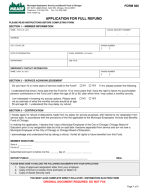 Municipal Employees’ Annuity and Benefit Fund of Chicago Form 580