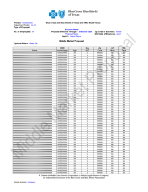 Blue Cross and Blue Shield of Texas Health Insurance Proposal
