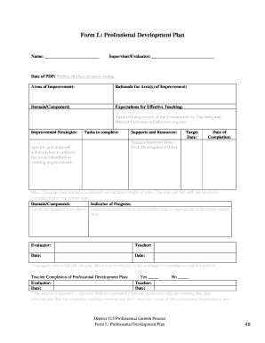 Professional Development Plan Form L