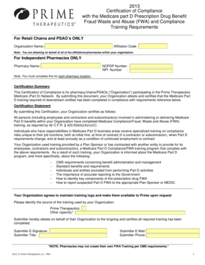 Medicare Part D Compliance Certification