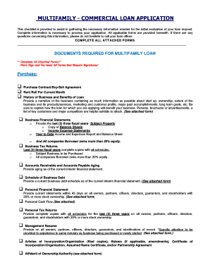 Multifamily Commercial Loan Application