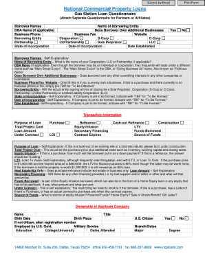 Gas Station Loan Questionnaire