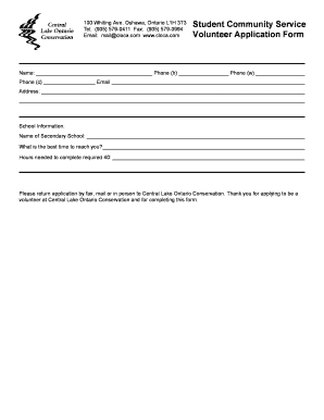 Download Student Community Service Volunteer Application Form - cloca