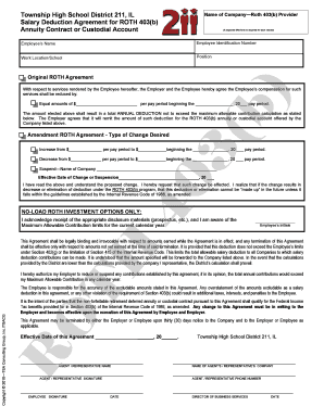 Salary Deduction Agreement for ROTH 403(b)