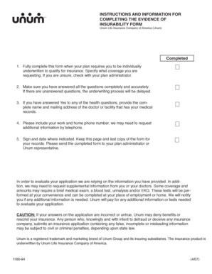Evidence of Insurability Form