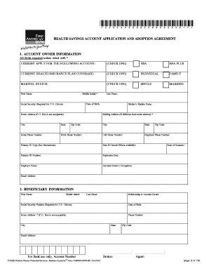 Health Savings Account Application and Adoption Agreement