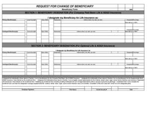 Request for Change of Beneficiary Form