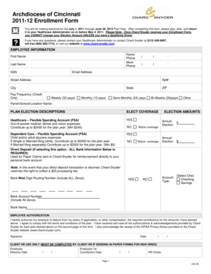 Archdiocese of Cincinnati 2011-12 Enrollment Form