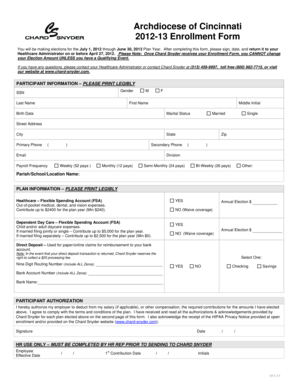 Archdiocese of Cincinnati 2012-13 Enrollment Form