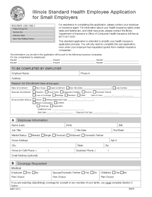 Illinois Standard Health Employee Application for Small Employers