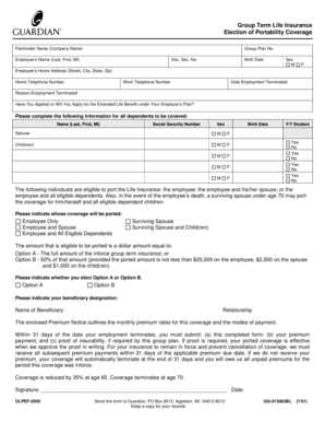 Group Term Life Insurance Portability Election