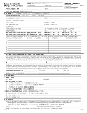 COBRA Change or Waiver Form