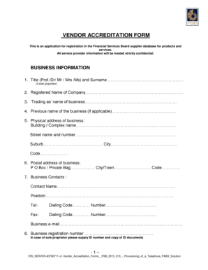 Vendor Accreditation Form