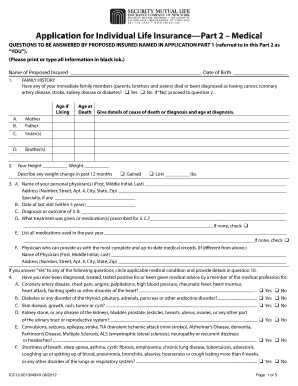 Individual Life Insurance Medical Application