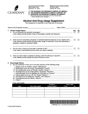 Alcohol and Drug Usage Supplement