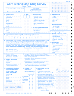Core Alcohol and Drug Survey Form 194