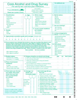 Core Alcohol and Drug Survey Form