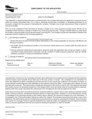 Banner Life Insurance Health Statement Supplement