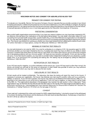 Wisconsin Notice and Consent for AIDS-Related Blood Test