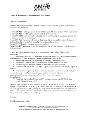 Change of Beneficiary Assignment Form