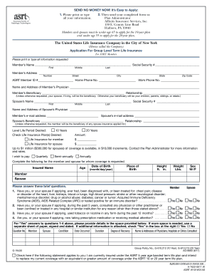 ASRT Group Level Term Life Insurance Application
