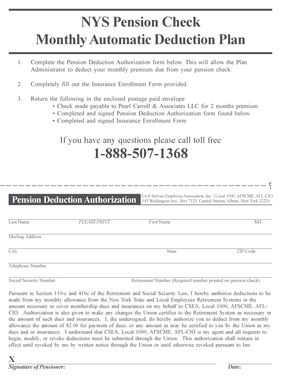 NYS Pension Deduction Authorization Form