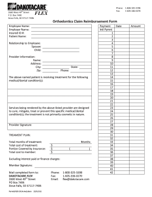 Orthodontics Claim Reimbursement Form