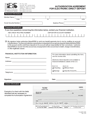 MainePERS Direct Deposit Authorization