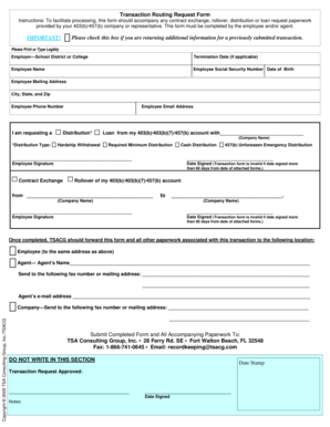 403(b)/457(b) Transaction Routing Request Form