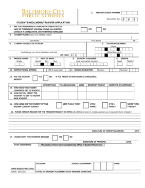 Student Enrollment/Transfer Application