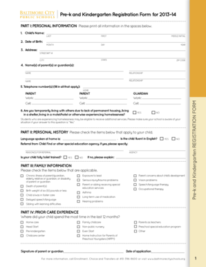 Pre-K and Kindergarten Registration Form
