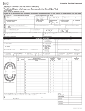 Attending Dentist’s Statement Form