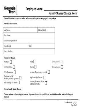 Family Status Change Form