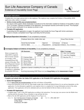 Sun Life Evidence of Insurability Form