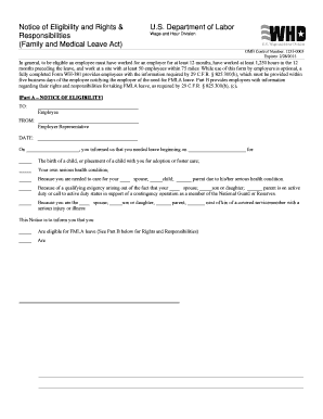 Family and Medical Leave Act Notice of Eligibility and Rights