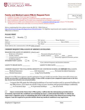 University of Chicago FMLA Request Form