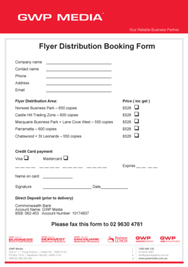 Flyer Distribution Booking Form - GWP Media