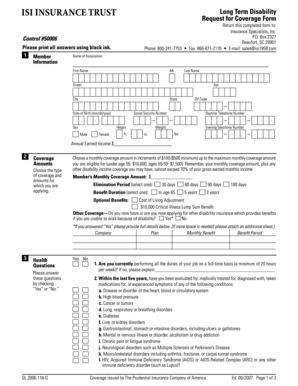 ISI Insurance Trust Long Term Disability Request for Coverage Form