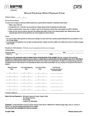 Missed Premium Direct Payment Form