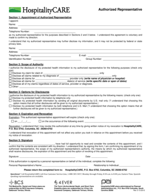 Authorized Representative Appointment Form