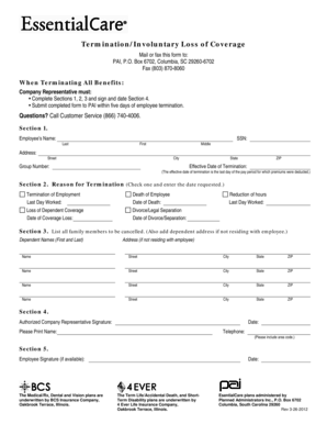 Employee Benefits Termination Form