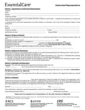 Healthcare Authorized Representative Form