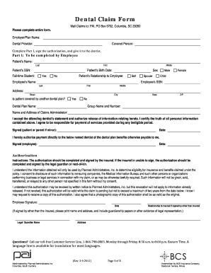 Dental Claim Form