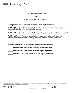 Short Term Disability Claim Form