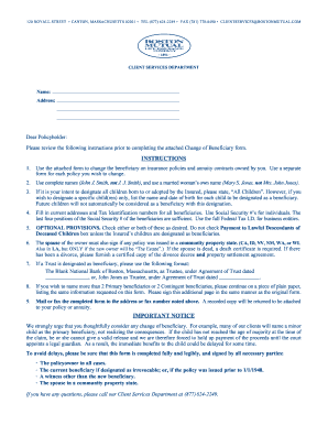 Change of Beneficiary Form