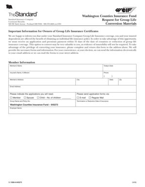 Group Life Insurance Conversion Request