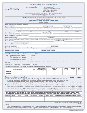 Application For Group Level Term Life Insurance