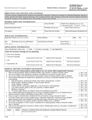 Standard Insurance Company Medical History Statement